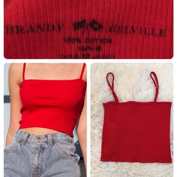 BRANDY MELVILLE CROP RIBBED TANK TOP - Picture 1 of 4